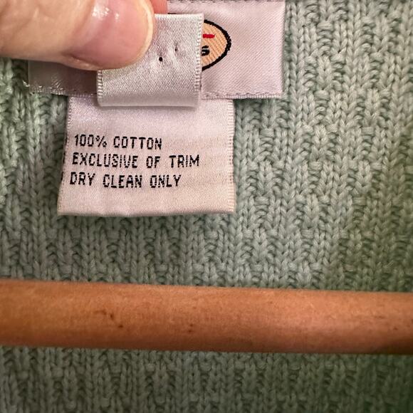 Vintage 90s does 60s Talbots Textured Knit Mint Green Jacket Size Medium Cotton - Picture 6 of 6
